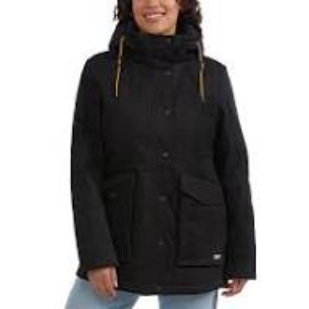 Hunter Women's Sherpa Lined Insulated Quilted Hooded Winter Field Jacket, Black - Picture 7 of 16
